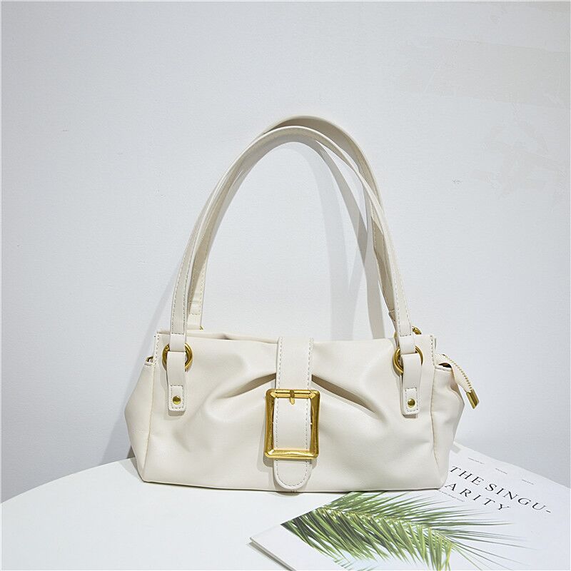 Women’s Genuine Leather Buckle Slouchy Baguete Bags image 2