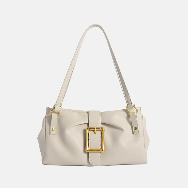 Women’s Genuine Leather Buckle Slouchy Baguete Bags image