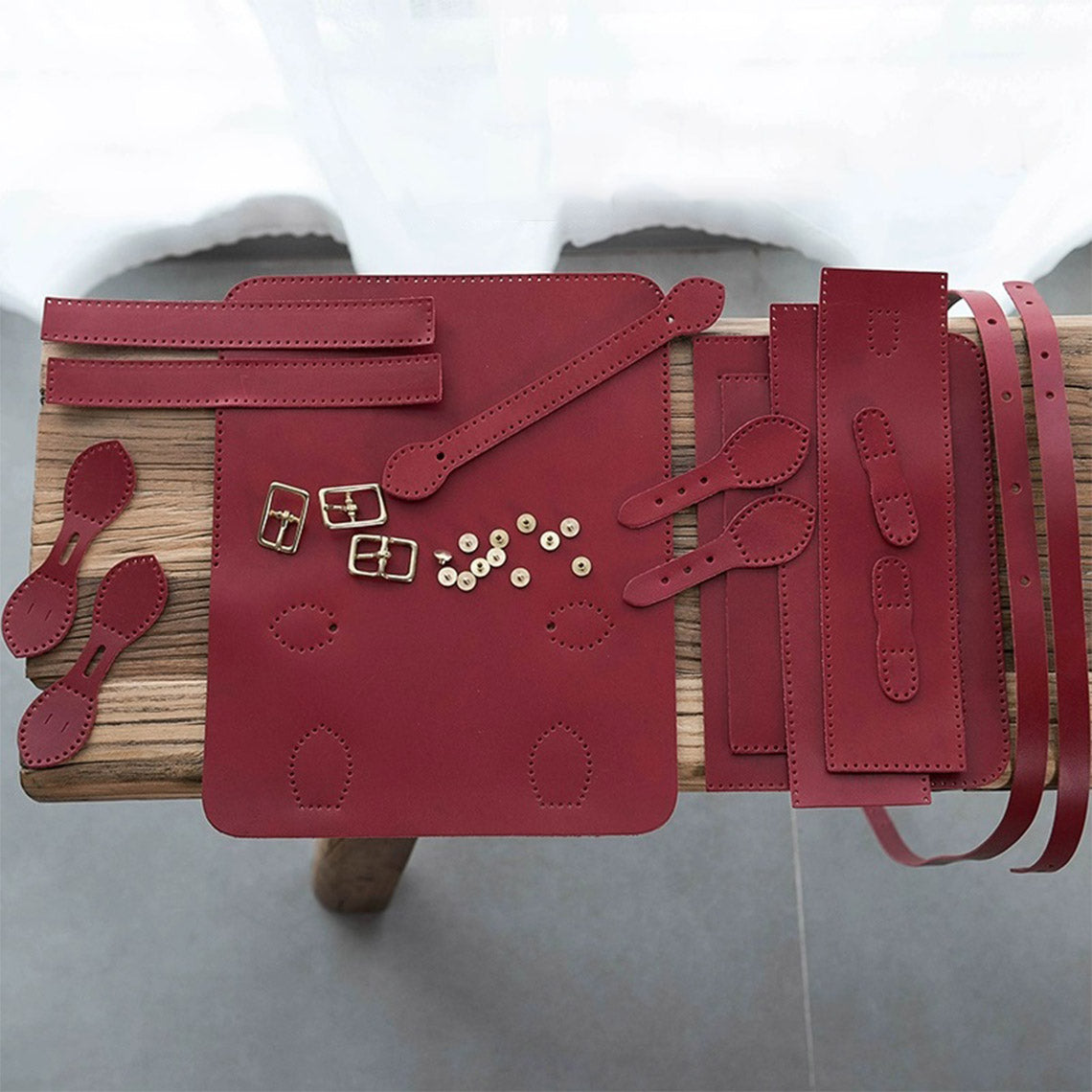 Red Leather Satchel DIY Bag Kit | Semi-finished Bag Kit - Wirkin®