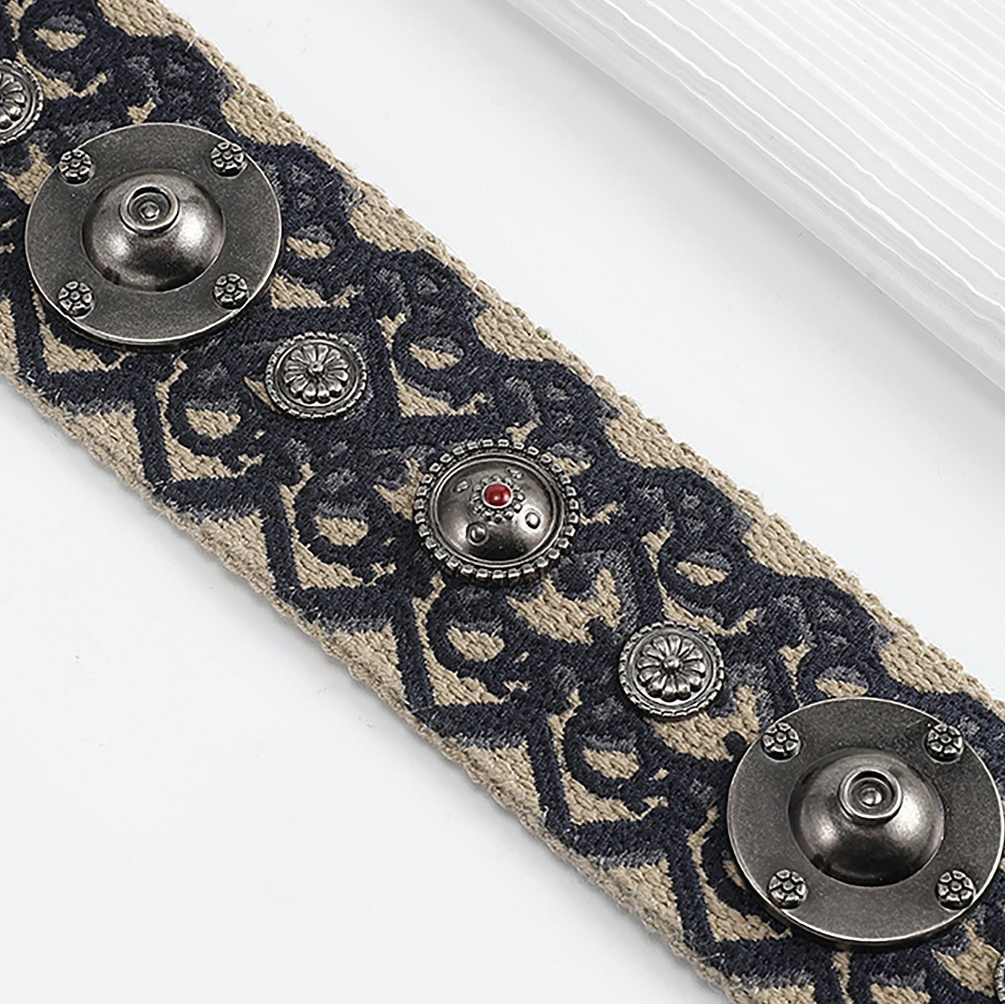 Handcrafted Studded Canvas Shoulder Strap - Embroidered Long Strap for Saddle Bags, ,Cross body bag strap,Guitar strap