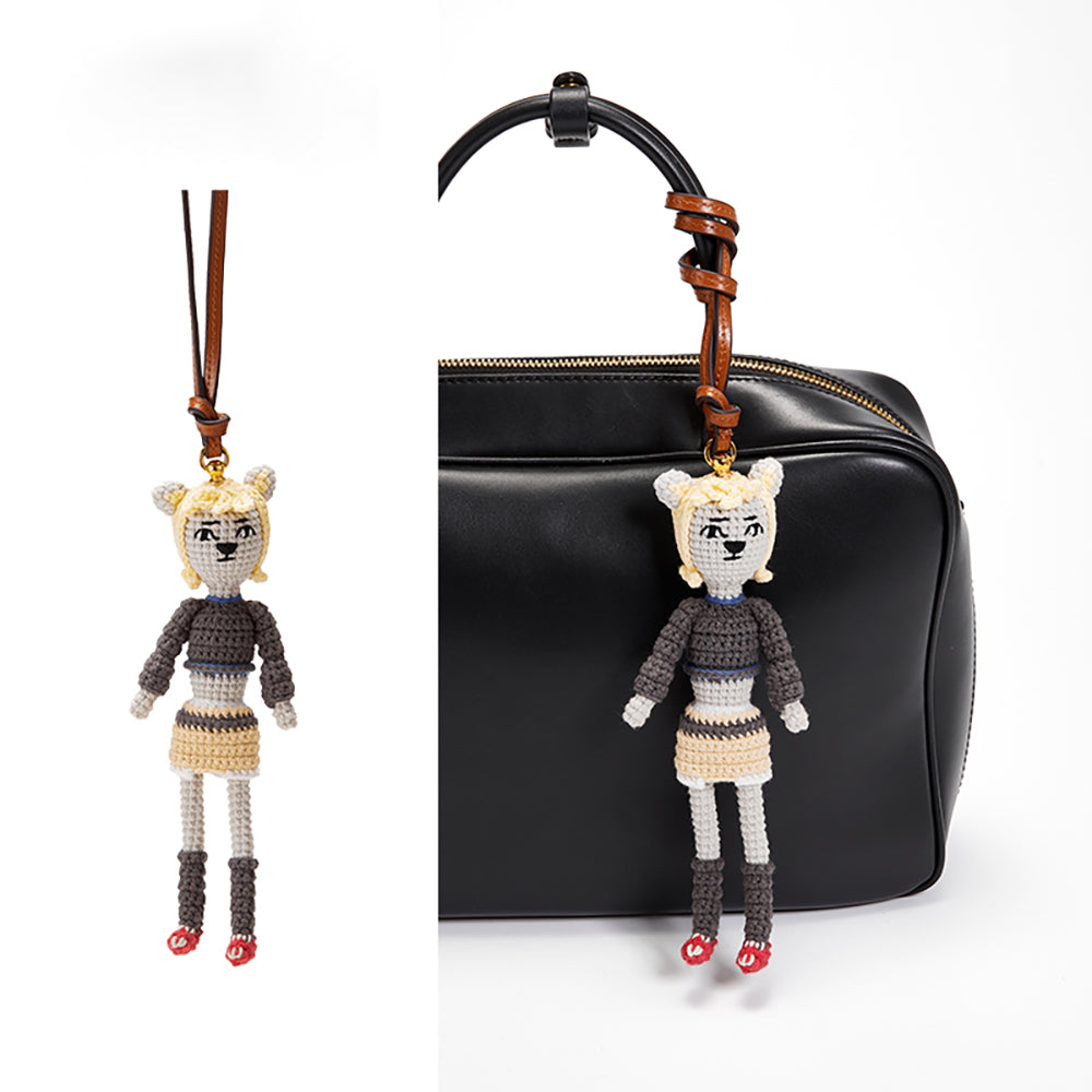 Handmade Knitted Doll Keychain for Luxury Bags – Cute Accessory & Bag Charm