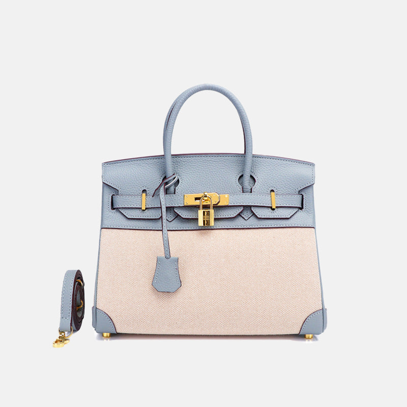 Women’s Two Tone Leather & Canvas Top Handle Bags image 12