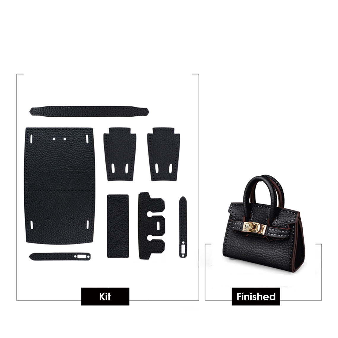 Black Leather Mini Birkin Charm DIY Patterns | Fun DIY Sewing Project for Beginners- Wirkin®