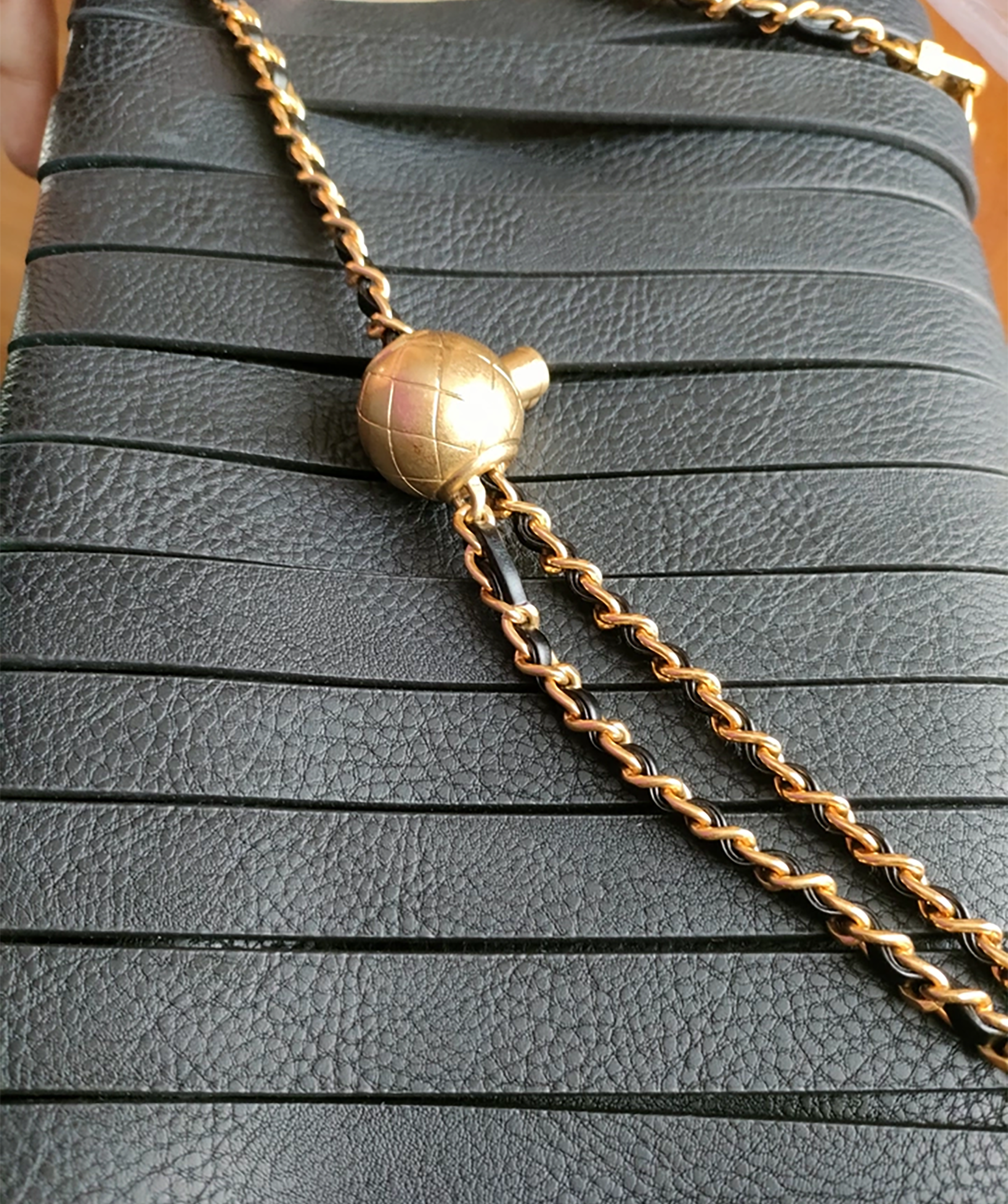 Adjustable Leather Chain Strap for Small to Medium Crossbody & Shoulder Bags - Gold Ball Regulator for Replacement Shoulder and Underarm Strap