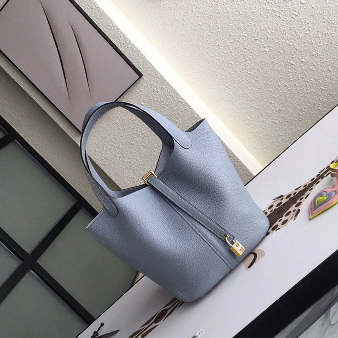 Blue Leather Tote Handbag | Replica Inspired Picotin Lock Bag - Wirkin™